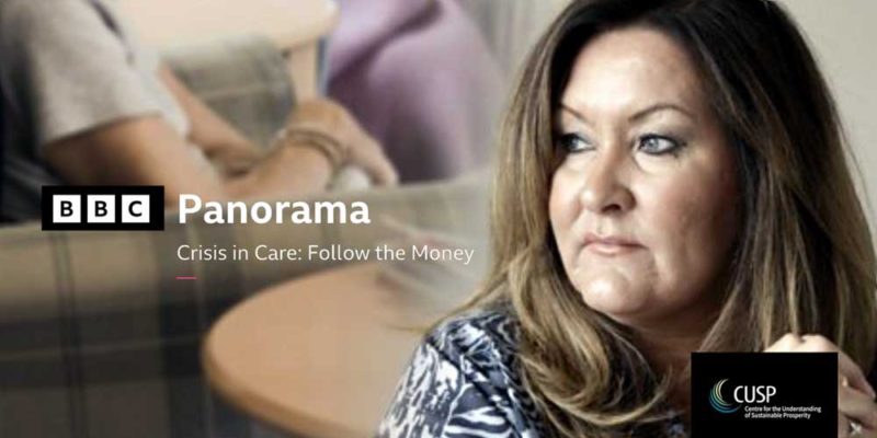 BBC Panorama have worked extensively with CUSP researcher Christine Corlet Walker and CUSP fellow Vivek Kotecha during their investigation into the use of predatory financial practices in the adult social care sector, as part of their documentary: “Crisis in Care: Follow the Money”, first aired on Monday 6 December 2021 on BBC One.