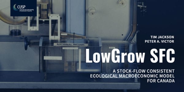 This working paper presents a stock-flow consistent (SFC) simulation model of a national economy, calibrated on the basis of Canadian data. LowGrow SFC describes the evolution of the Canadian economy in terms of six financial sectors whose behaviour is based on ‘stylised facts’ in the Post-Keynesian tradition. Contrary to the accepted wisdom, the results indicate the feasibility of improved environmental and social outcomes, even as the growth rate declines to zero.