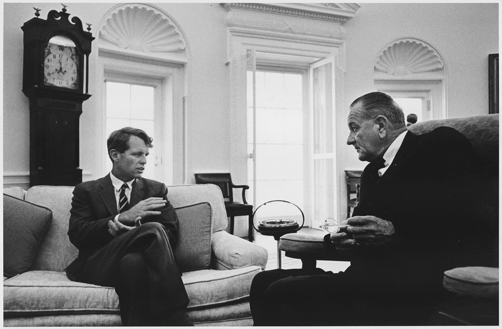 Robert Kennedy and Lyndon B Johnson in White House